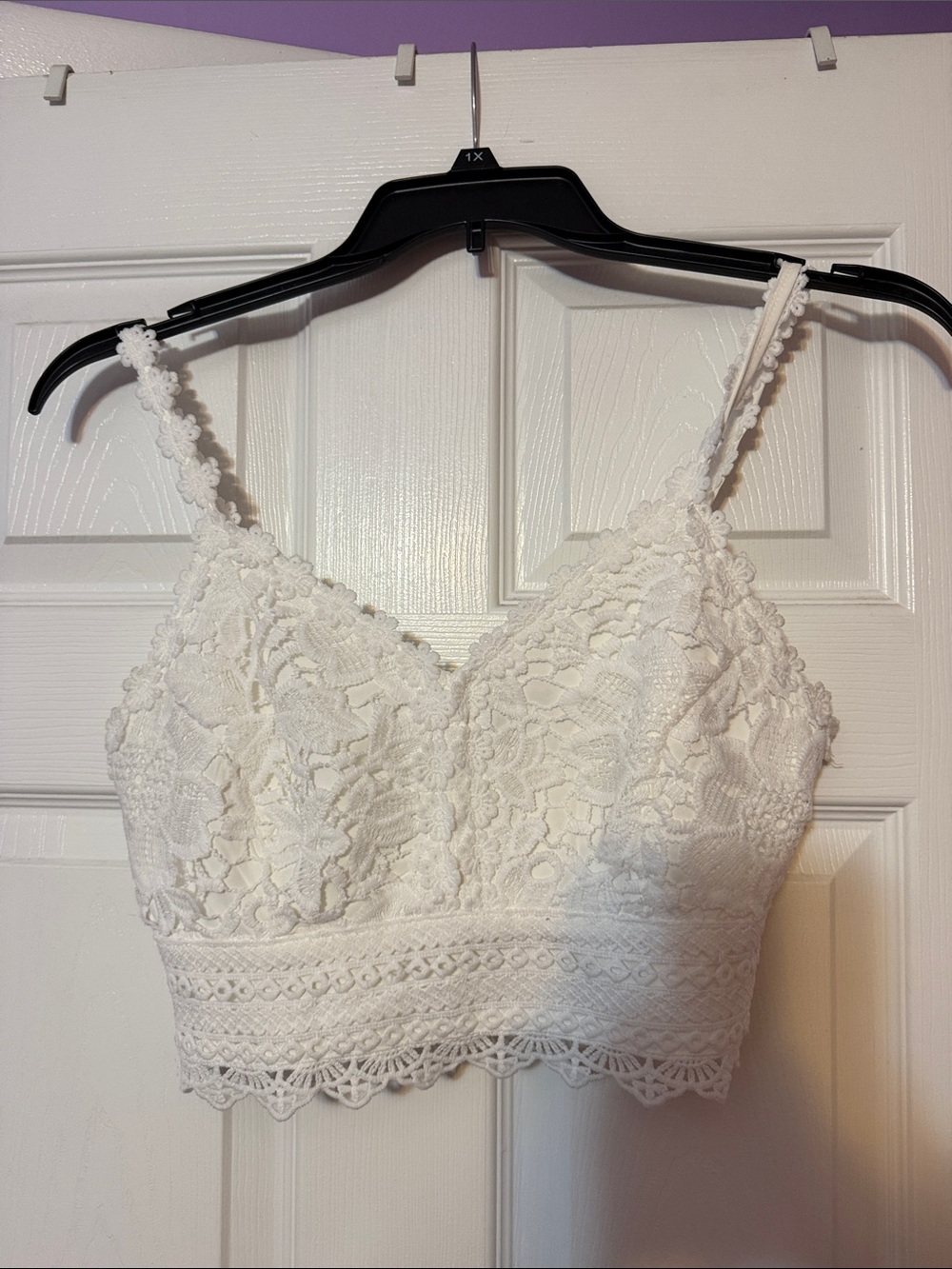 White Lace Crop Bralette Top with Scalloped Hem